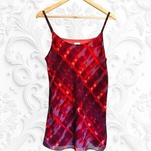 Cabi Red, Purple Watercolor Chiffon Cami Size Medium